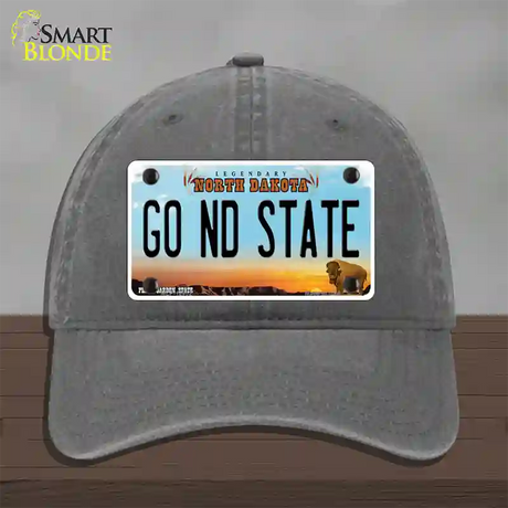 Go North Dakota State Novelty License Plate Hat Unconstructed Cotton / Charcoal