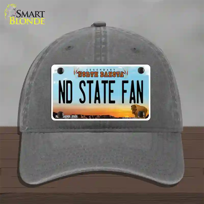 North Dakota State Fan Novelty License Plate Hat Unconstructed Cotton / Charcoal