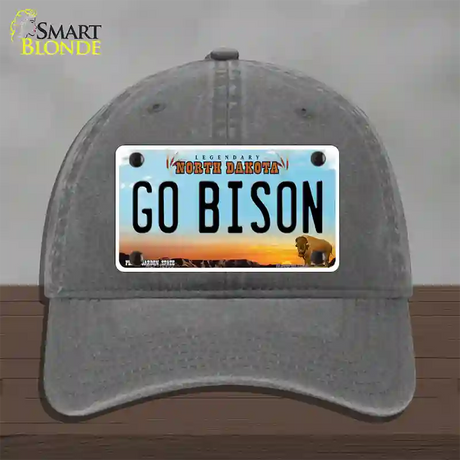 Go Bison Novelty License Plate Hat Unconstructed Cotton / Charcoal