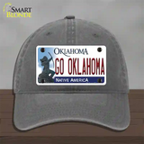 Go Oklahoma Novelty License Plate Hat Unconstructed Cotton / Charcoal