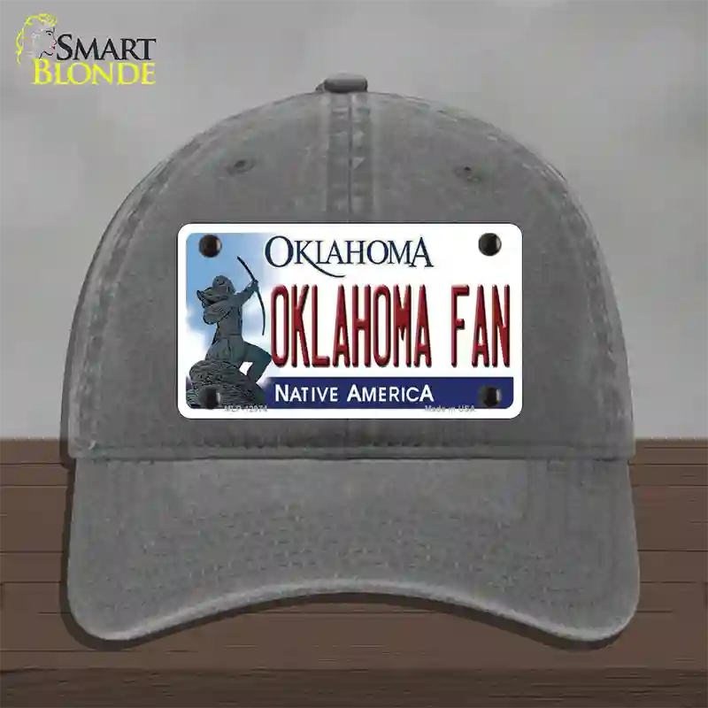 Oklahoma Fan Novelty License Plate Hat Unconstructed Cotton / Charcoal