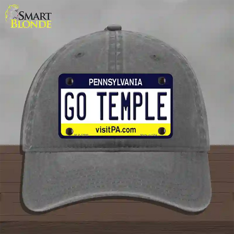 Go Temple Novelty License Plate Hat Unconstructed Cotton / Charcoal