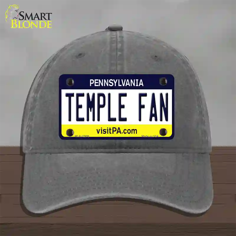 Temple Fan Novelty License Plate Hat Unconstructed Cotton / Charcoal