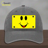 Happy Smiley Novelty License Plate Hat Unconstructed Cotton / Charcoal