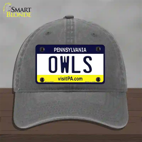 Owls Novelty License Plate Hat Unconstructed Cotton / Charcoal