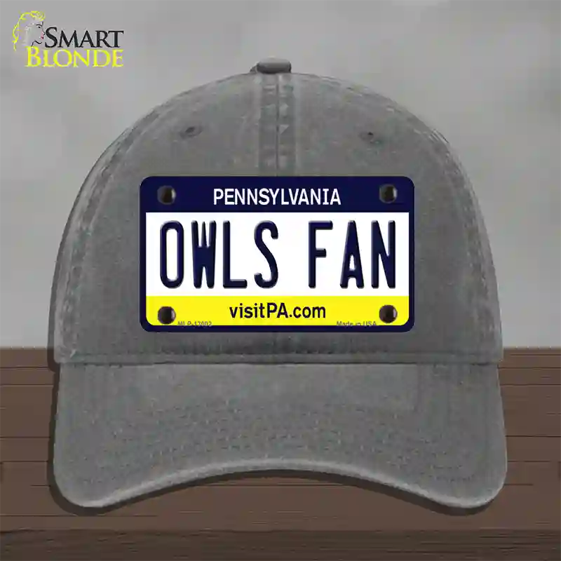 Owls Fan Novelty License Plate Hat Unconstructed Cotton / Charcoal