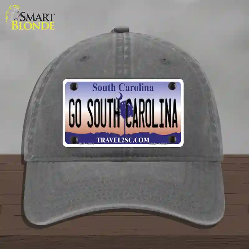 Go South Carolina Novelty License Plate Hat Unconstructed Cotton / Charcoal