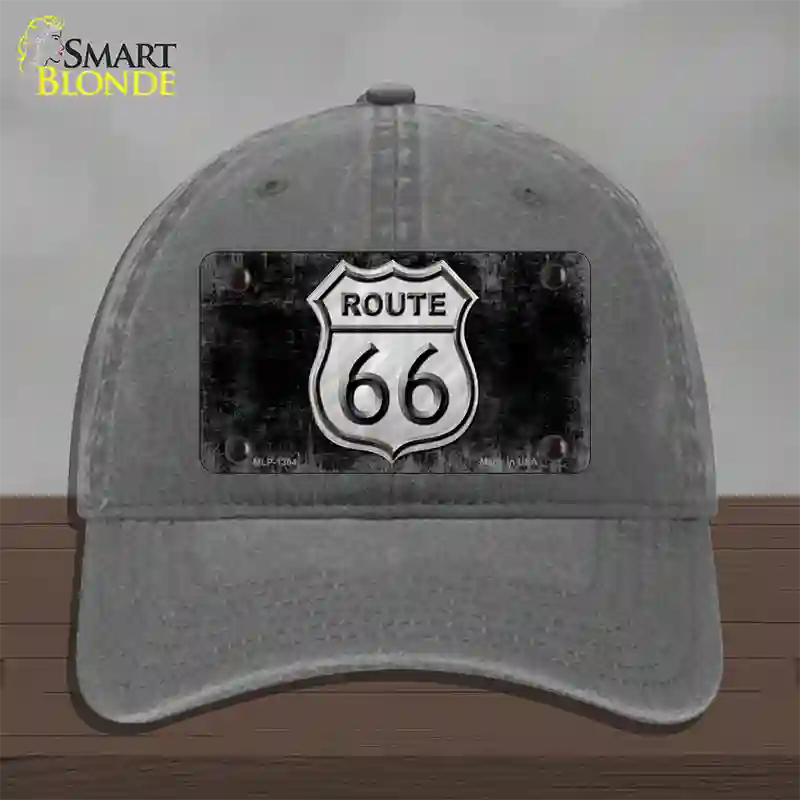 Route 66 Black & White Novelty License Plate Hat Unconstructed Cotton / Charcoal