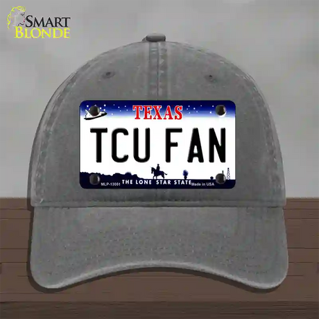 TCU Fan Novelty License Plate Hat Unconstructed Cotton / Charcoal