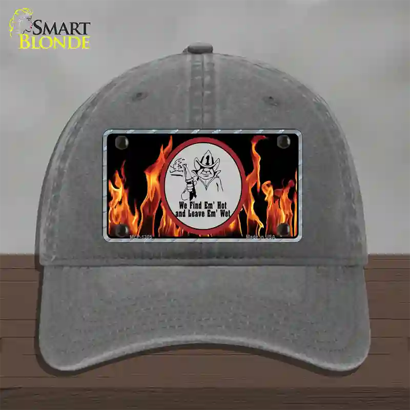 Find Hot Leave Wet Firefighter Novelty License Plate Hat Unconstructed Cotton / Charcoal