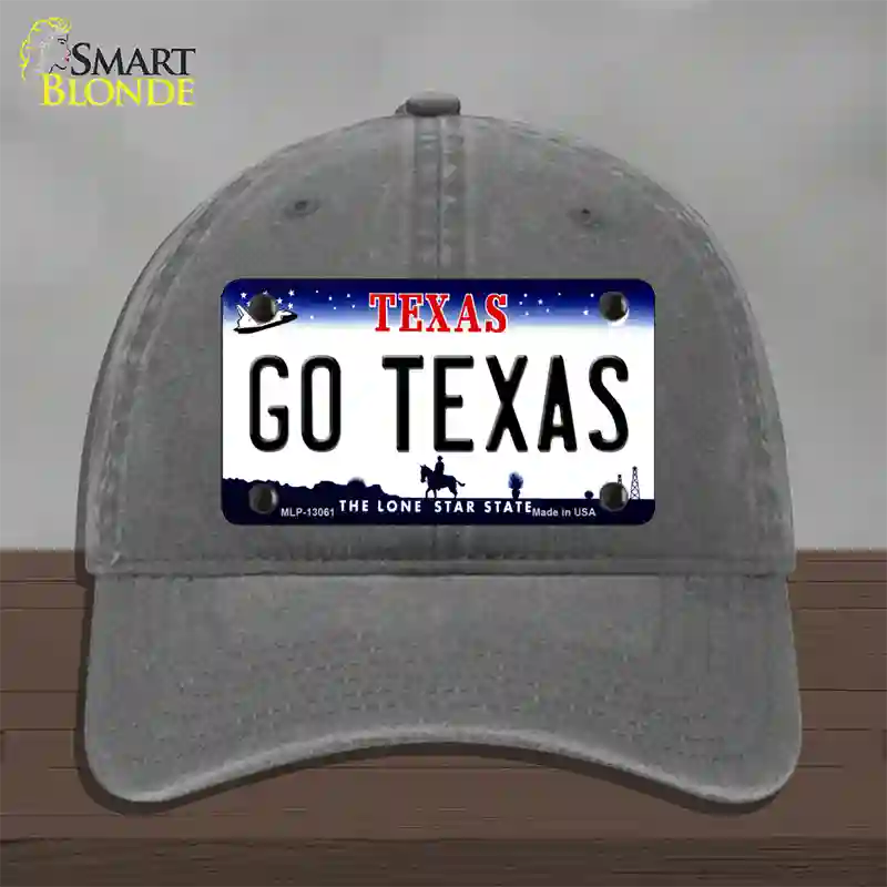 Go Texas Novelty License Plate Hat Unconstructed Cotton / Charcoal