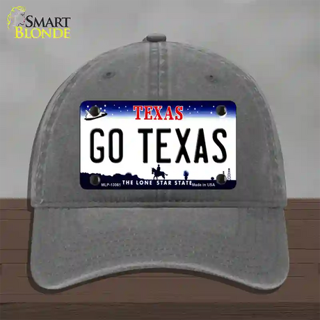 Go Texas Novelty License Plate Hat Unconstructed Cotton / Charcoal