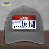 Cougars Fan Utah Novelty License Plate Hat Unconstructed Cotton / Charcoal