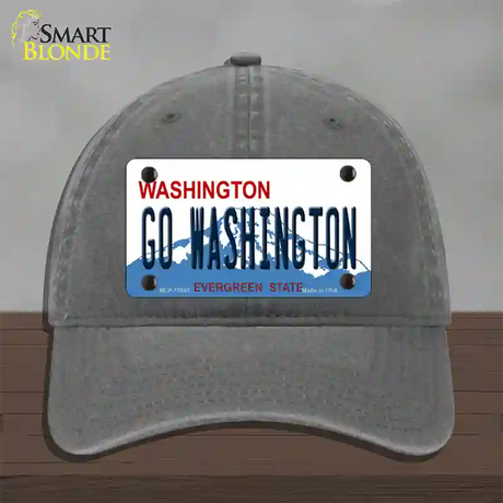 Go Washington Novelty License Plate Hat Unconstructed Cotton / Charcoal