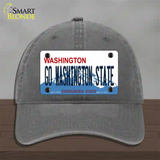 Go Washington State Novelty License Plate Hat Unconstructed Cotton / Charcoal