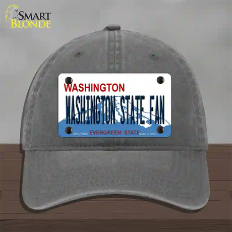 Washington State Fan Novelty License Plate Hat Unconstructed Cotton / Charcoal