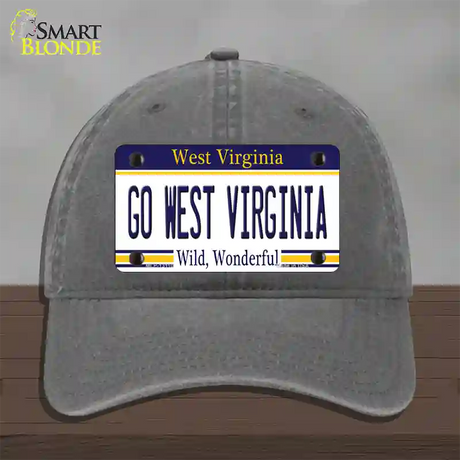 Go West Virginia Novelty License Plate Hat Unconstructed Cotton / Charcoal