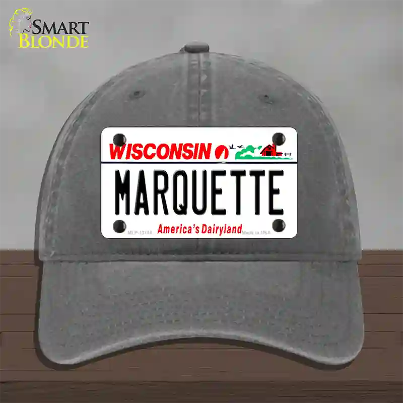 Marquette Novelty License Plate Hat Unconstructed Cotton / Charcoal