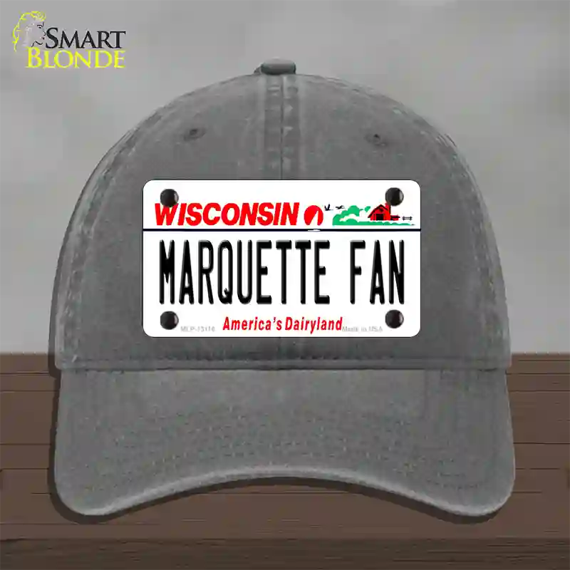 Marquette Fan Novelty License Plate Hat Unconstructed Cotton / Charcoal