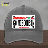 Go Wisconsin Novelty License Plate Hat Unconstructed Cotton / Charcoal