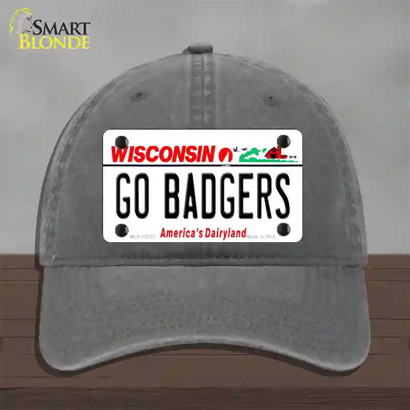 Go Badgers Novelty License Plate Hat Unconstructed Cotton / Charcoal