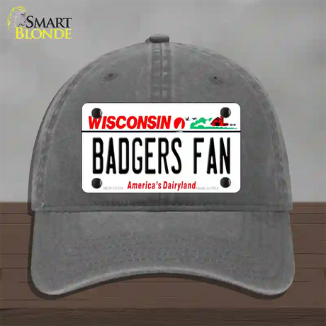 Badgers Fan Novelty License Plate Hat Unconstructed Cotton / Charcoal