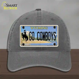 Go Cowboys Wyoming Novelty License Plate Hat Unconstructed Cotton / Charcoal