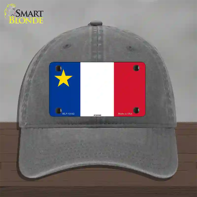 Acadian Canada Flag Novelty License Plate Hat Unconstructed Cotton / Charcoal