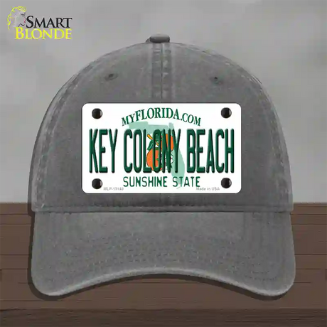 Key Colony Beach Florida Novelty License Plate Hat Unconstructed Cotton / Charcoal