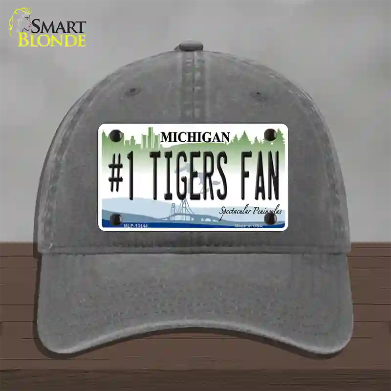 Number 1 Tigers Fan Novelty License Plate Hat Tag Unconstructed Cotton / Charcoal