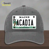 Acadia Maine Novelty License Plate Hat Unconstructed Cotton / Charcoal