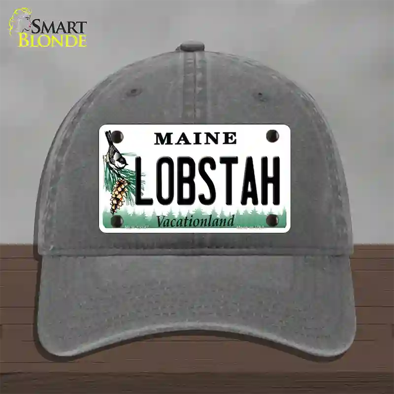 Lobstah Maine Novelty License Plate Hat Unconstructed Cotton / Charcoal