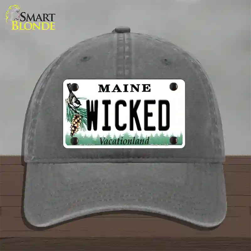 Wicked Maine Novelty License Plate Hat Unconstructed Cotton / Charcoal