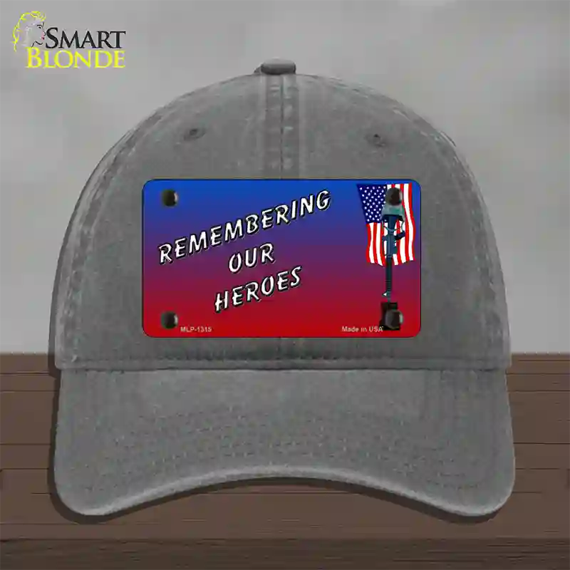 Remembering Our Heroes Novelty License Plate Hat Unconstructed Cotton / Charcoal