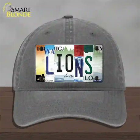 Lions Strip Art Novelty License Plate Hat Tag Unconstructed Cotton / Charcoal