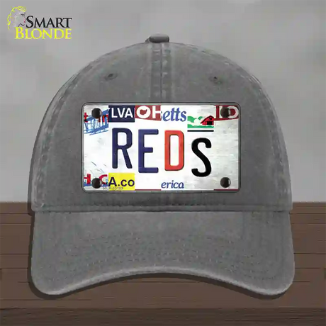 Reds Strip Art Novelty License Plate Hat Tag Unconstructed Cotton / Charcoal