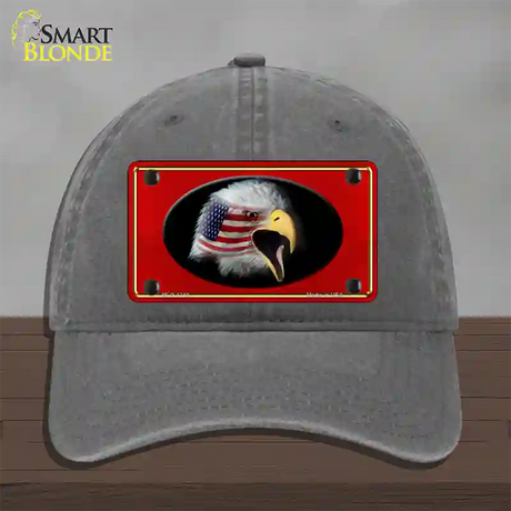 American Flag Eagle Red Novelty License Plate Hat Unconstructed Cotton / Charcoal