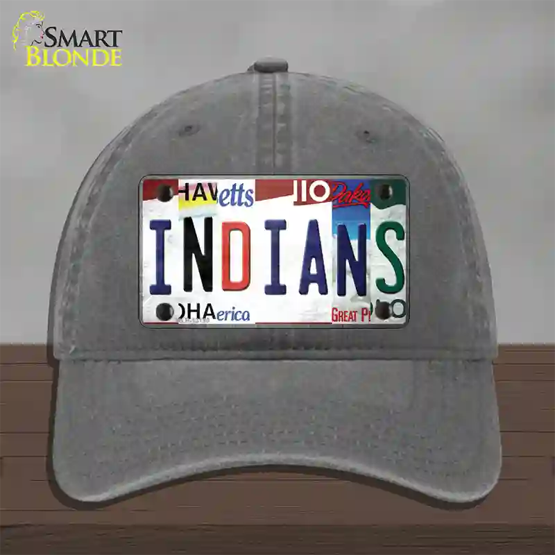 Indians Strip Art Novelty License Plate Hat Tag Unconstructed Cotton / Charcoal