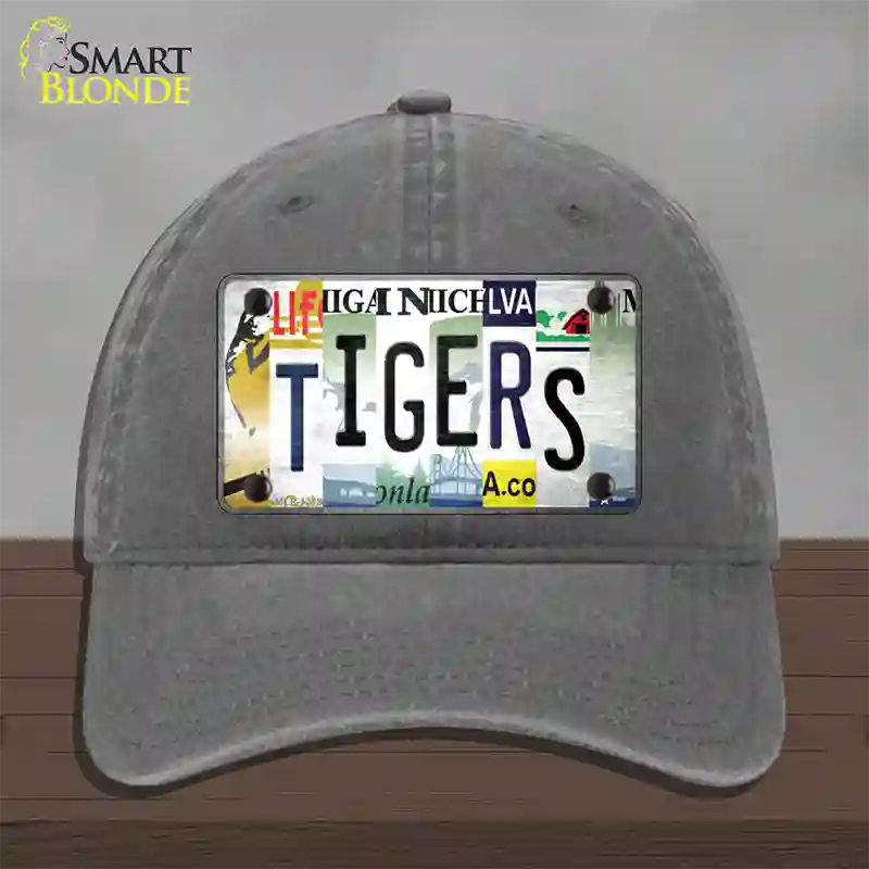 Tigers Strip Art Novelty License Plate Hat Tag Unconstructed Cotton / Charcoal