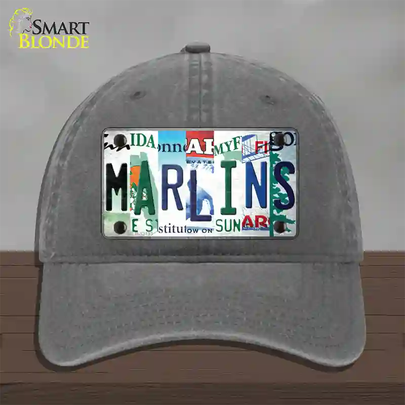 Marlins Strip Art Novelty License Plate Hat Tag Unconstructed Cotton / Charcoal