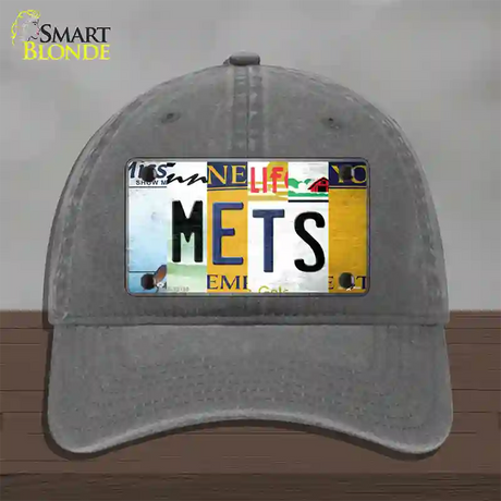 Mets Strip Art Novelty License Plate Hat Tag Unconstructed Cotton / Charcoal