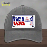 USA Still 1 Novelty License Plate Hat Unconstructed Cotton / Charcoal