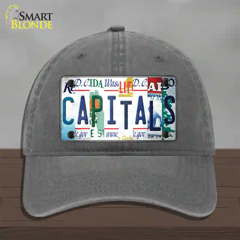 Capitals Strip Art Novelty License Plate Hat Tag Unconstructed Cotton / Charcoal