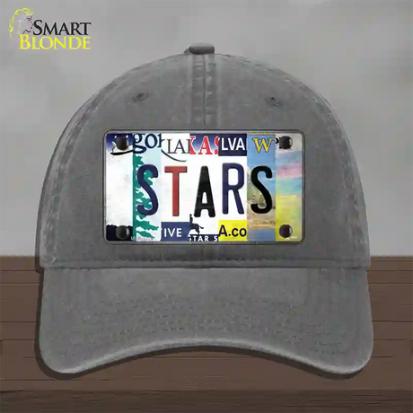 Stars Strip Art Novelty License Plate Hat Tag Unconstructed Cotton / Charcoal