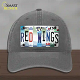 Red Wings Strip Art Novelty License Plate Hat Tag Unconstructed Cotton / Charcoal