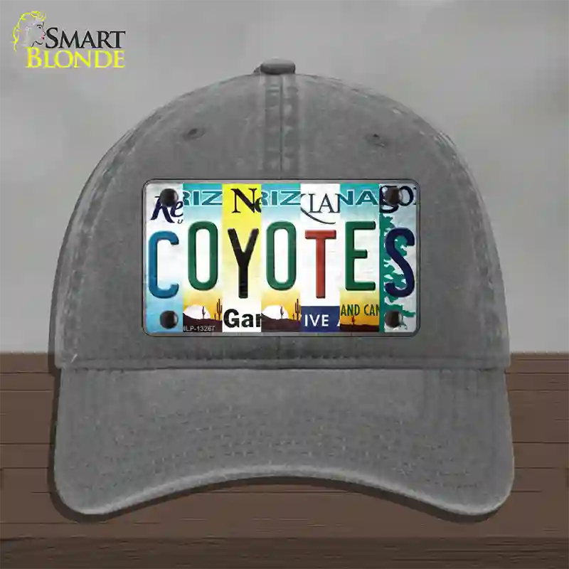 Coyotes Strip Art Novelty License Plate Hat Tag Unconstructed Cotton / Charcoal