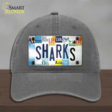 Sharks Strip Art Novelty License Plate Hat Tag Unconstructed Cotton / Charcoal