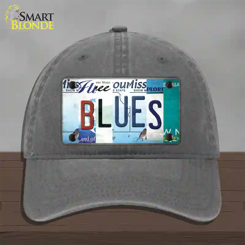 Blues Strip Art Novelty License Plate Hat Tag Unconstructed Cotton / Charcoal