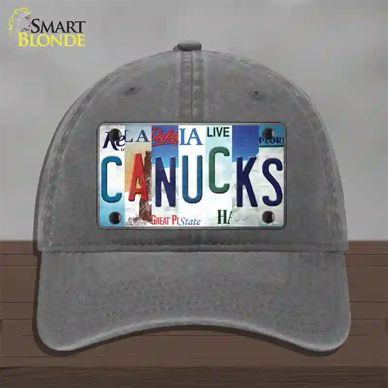 Canucks Strip Art Novelty License Plate Hat Tag Unconstructed Cotton / Charcoal