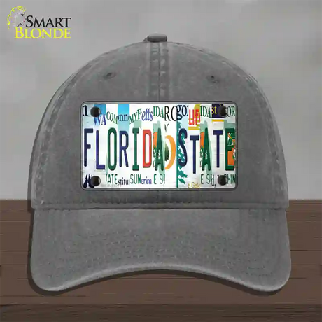 Florida State Strip Art Novelty License Plate Hat Tag Unconstructed Cotton / Charcoal